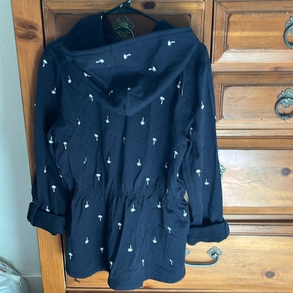 NWOT Talbots Women’s Navy Jacket With White Embroidered Palm Trees Size Large - Picture 7 of 8